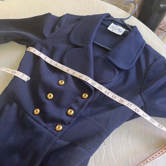 Vintage Butte Knit Navy Blue Double Breasted Long Princess Coat Size S - Picture 5 of 6